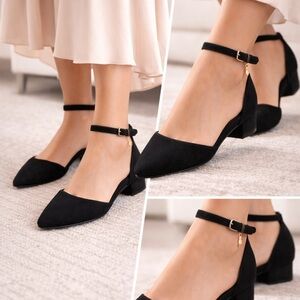 Steve Madden Black Suede Ankle Strap Flats | Size 8.5